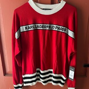 Karl Lagerfeld Paris red striped long sleeve sweater NWT
